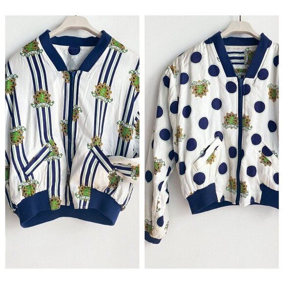Vintage Reversible NAutical Print Bomber  Jacket M/L - Picture 1 of 6